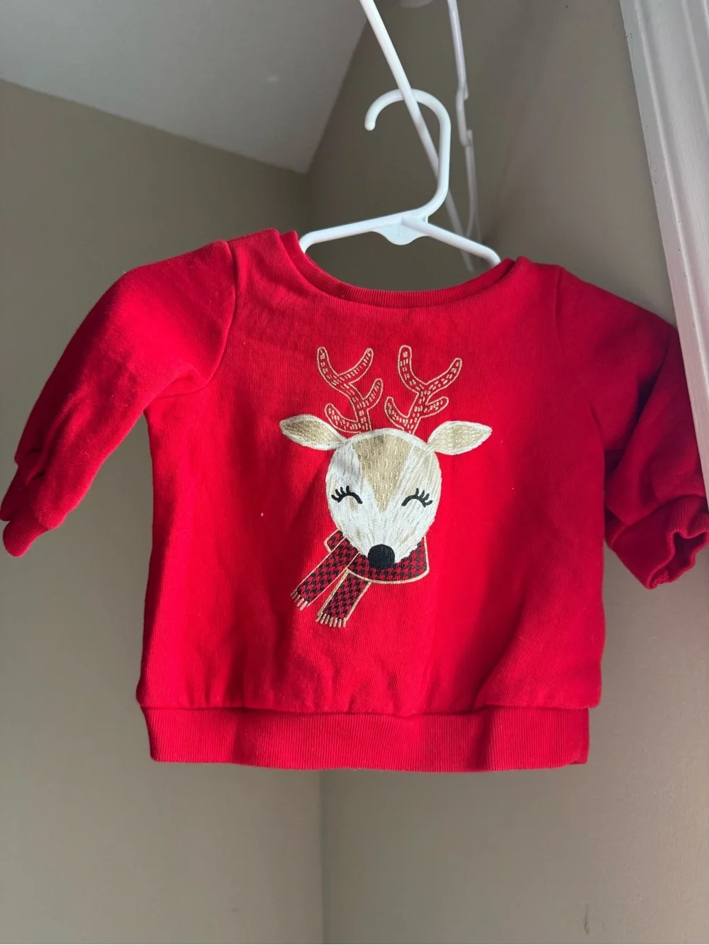 3 for $25 Carter's Red Kids' Reindeer Sweatshirt with Gold Antlers